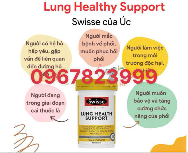 VIÊN UỐNG BỔ PHỔI & HỖ TRỢ CHỨC NĂNG PHỔI SWISSE LUNG HEALTH SUPPORT 90 VIÊN