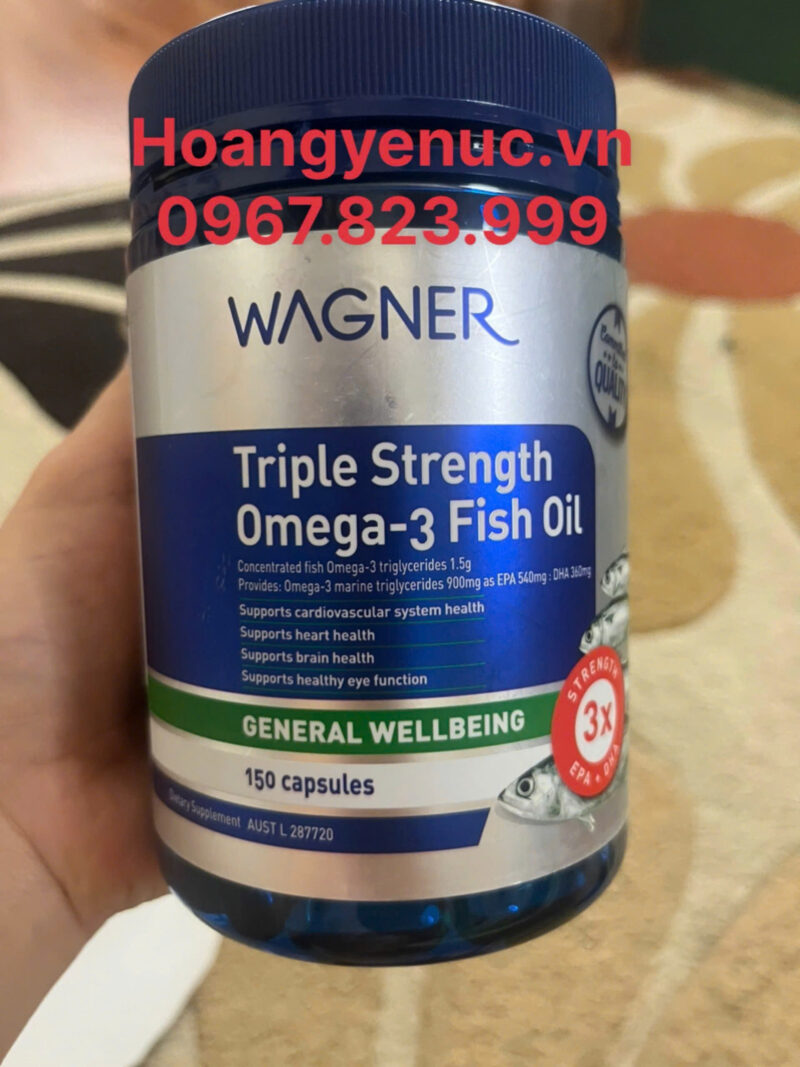 Viên uống dầu cá  hàm lượn cao gấp 3 lần Wagner Triple Strength Omega-3000mg Fish Oil 150 viên