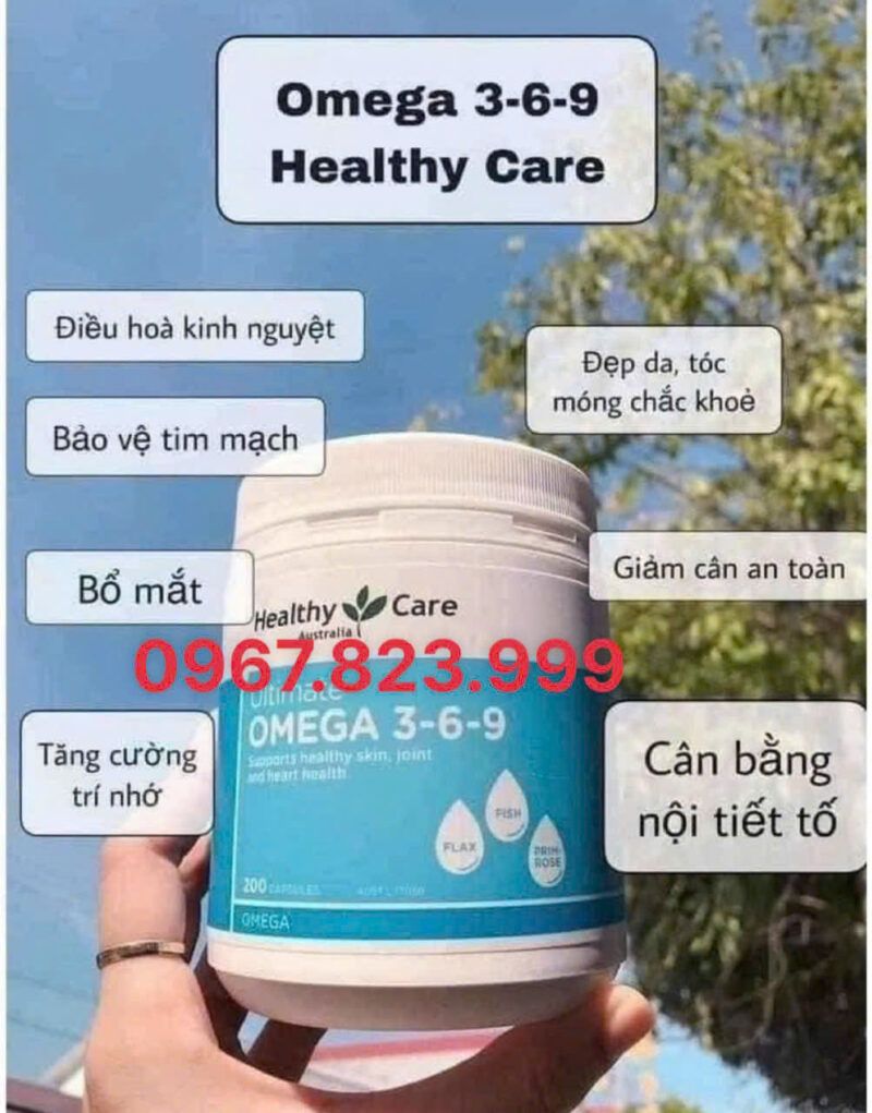 Viên Uống Hỗ Trợ Sức Khỏe Tim Mạch Healthy Care Ultimate Omega 3-6-9 (Hộp 200 Viên)