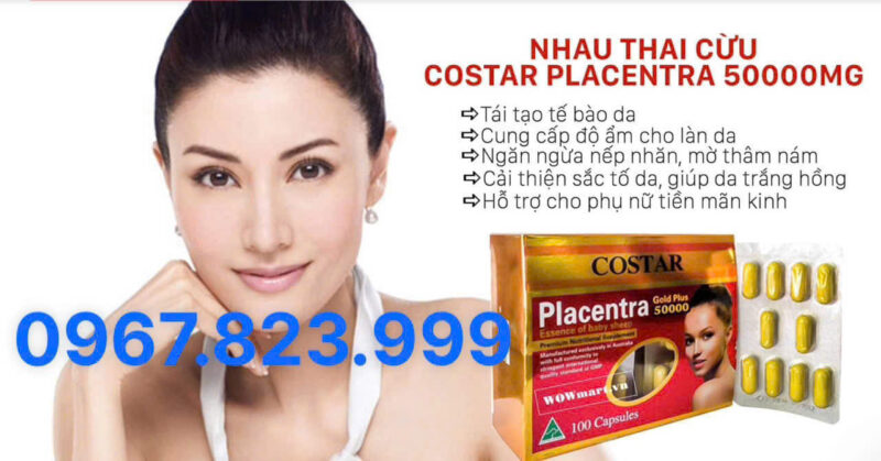 Nhau Thai Cừu Úc Costar Placentra Gold Plus 50000mg 100 viên