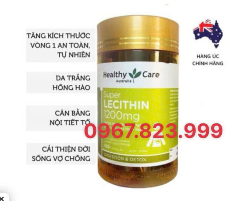 Mầm đậu nành Super Lecithin 1200mg 100 viên mẫu mới Healthy Care Úc