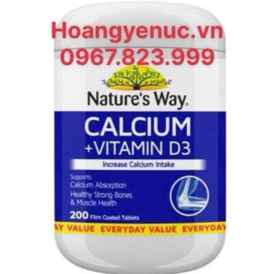 Viên uống bổ sung Canxi và Vitamin D3 Nature’s Way Calcium + Vitamin D3 200 viên